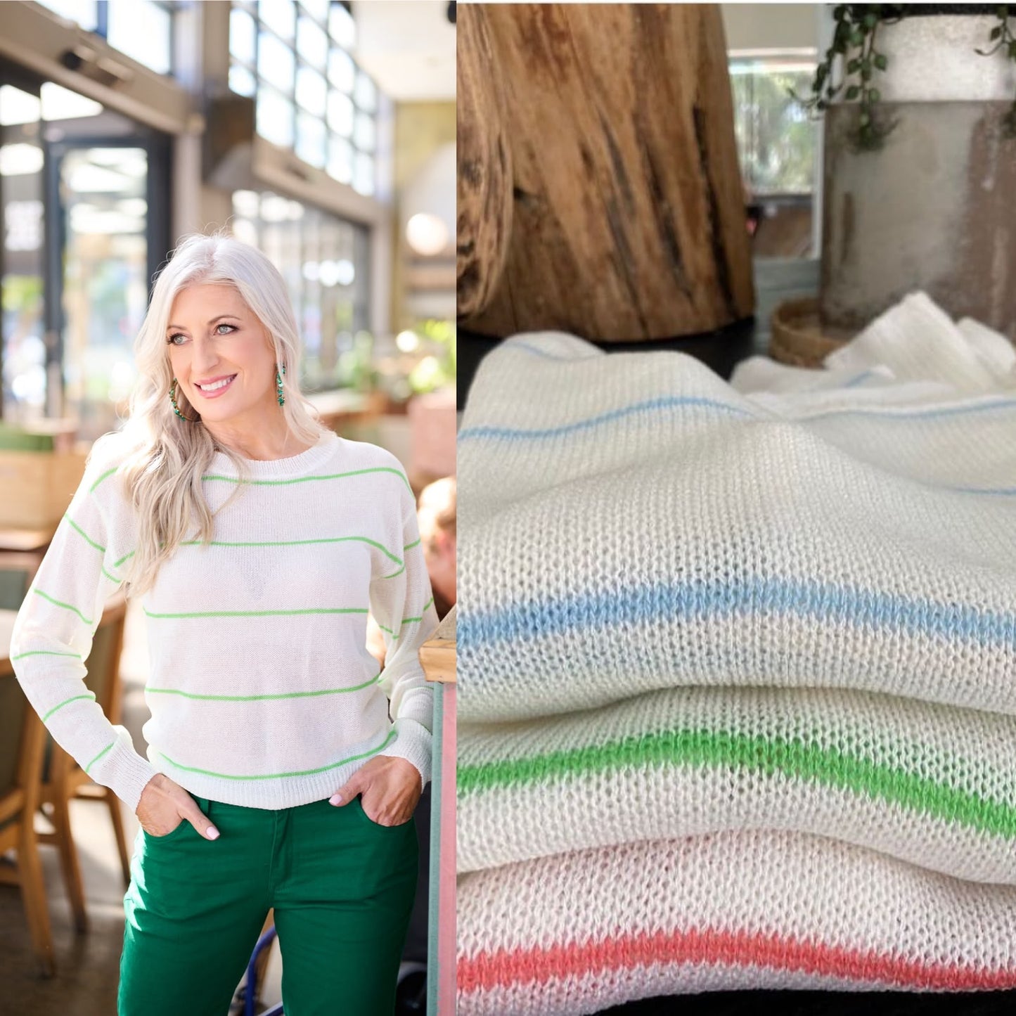 Sheer milk stripe knits