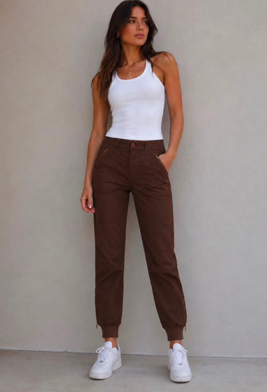 Bon Bon Cargo Pants - Choc Brown