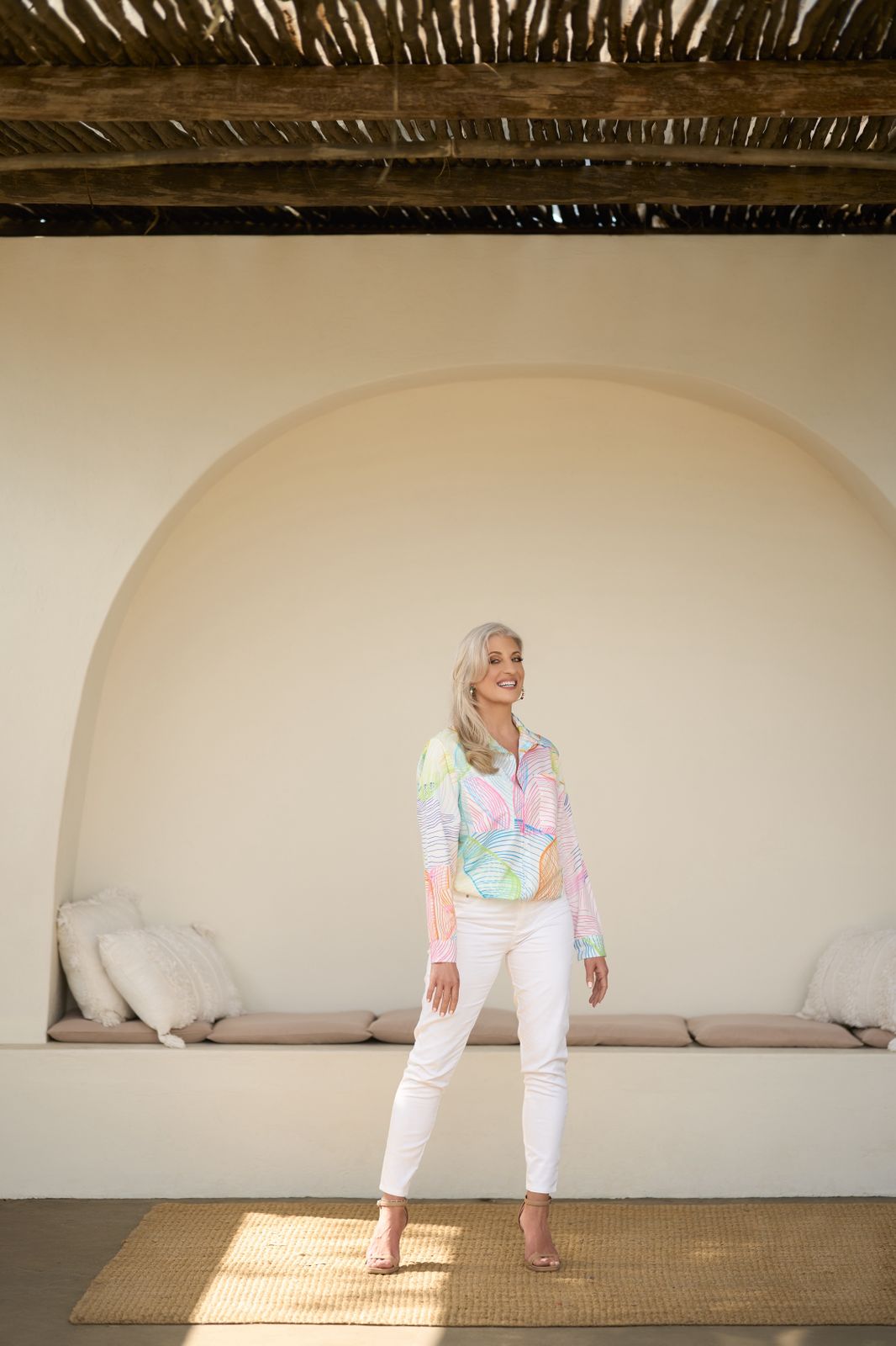 Cotton blend white pants
