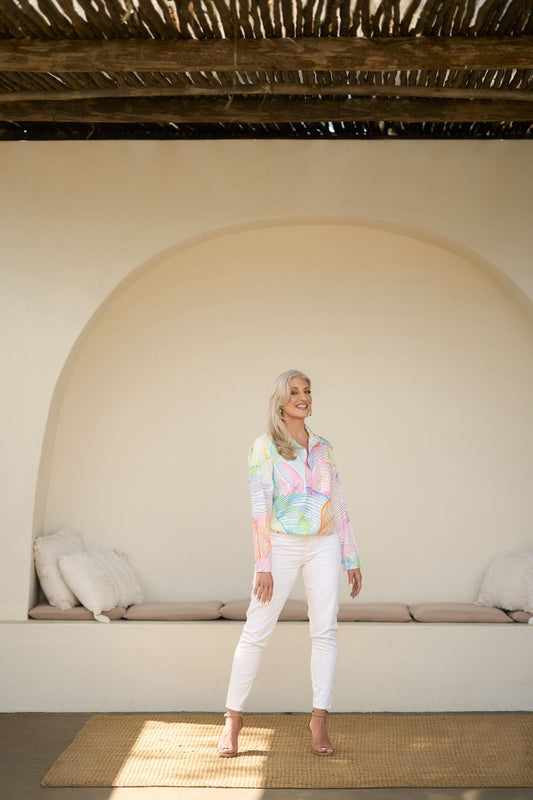 Cotton blend white pants