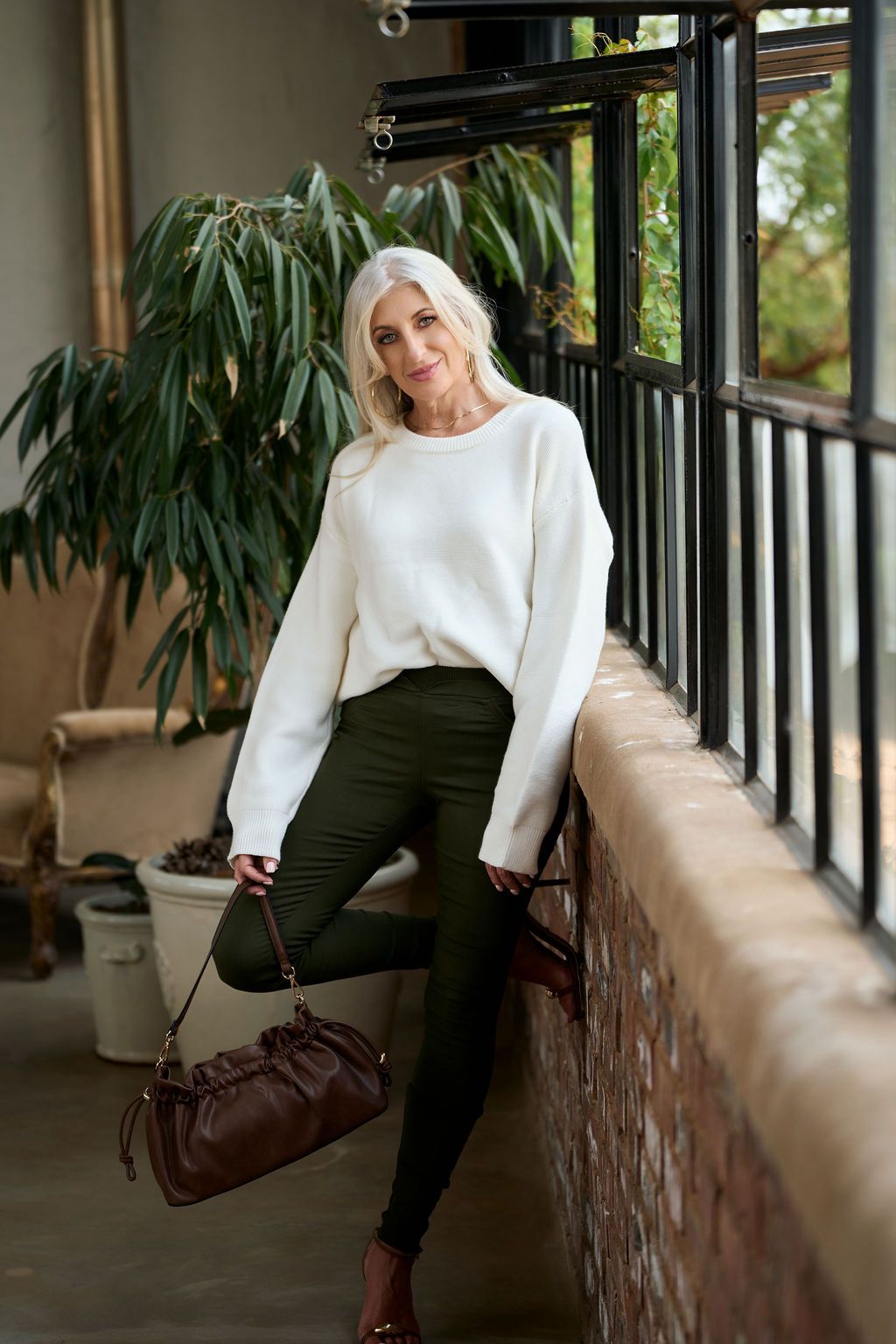 Bon Bon Doubleband Pull up Leggings ~ Olive Green