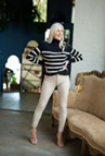Bon Bon Striped Poloneck ~ Black/stone